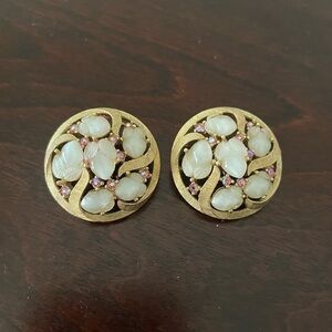Vtg Alfred Phillippe for Crown Trifari acorn fruit salad swirl clip earrings